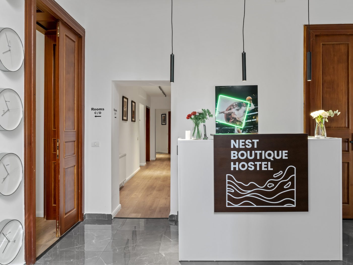 Reception at Nest Boutique Hostel